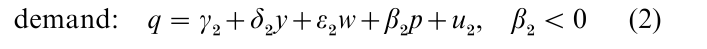 Simultaneous Equation Estimation Research Paper Formula 2
